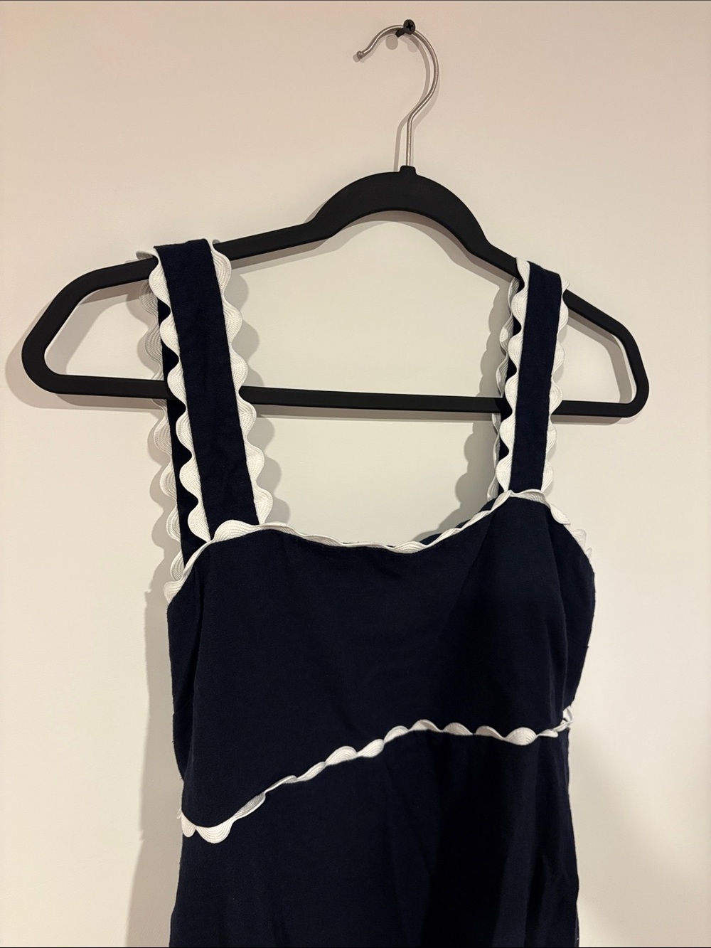 Women’s Navy Sundress with White Scallop Trim